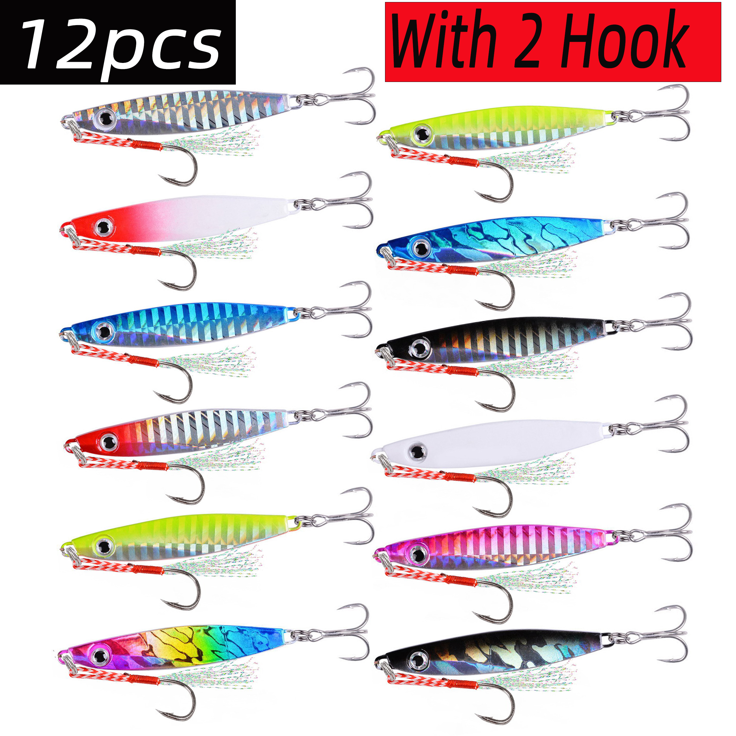 Fishing Lure Blade Bait - 12pcs Fishing Metal Lures Jig 7g