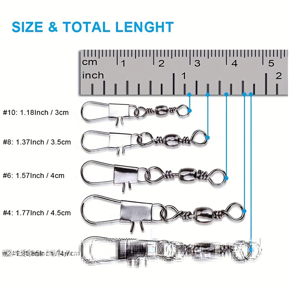 100Pcs/Lot 4#6#8#10#12# Swivel – Fishing Lure Accessories Bewertung und Preis